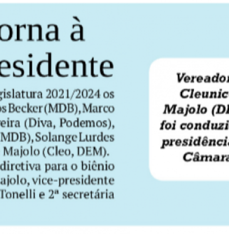 Nota do jornal O Presente sobre a composição da Câmara Municipal de Quatro Pontes e a eleição da Mesa Executiva - FOTO 69 - 