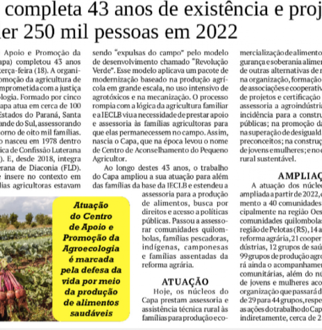Reportagem do jornal rondonense O Presente referente aos 43 anos da Capa, em maio de 2021.
Imagem: Acervo do Informativo - FOTO 4 - 
