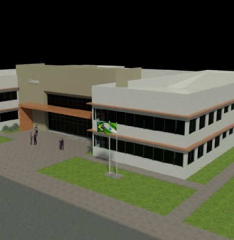 Perspectiva da nova sede do fórum da comarca de Marechal Cândido Rondon, inaugurado em 27 de janeiro de 2017. 
Imagem: Acervo Memória Rondonense - FOTO 2 - 