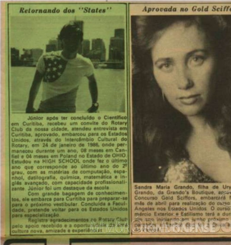 Destaque do jornal cascavelense O Paraná, em sua página 