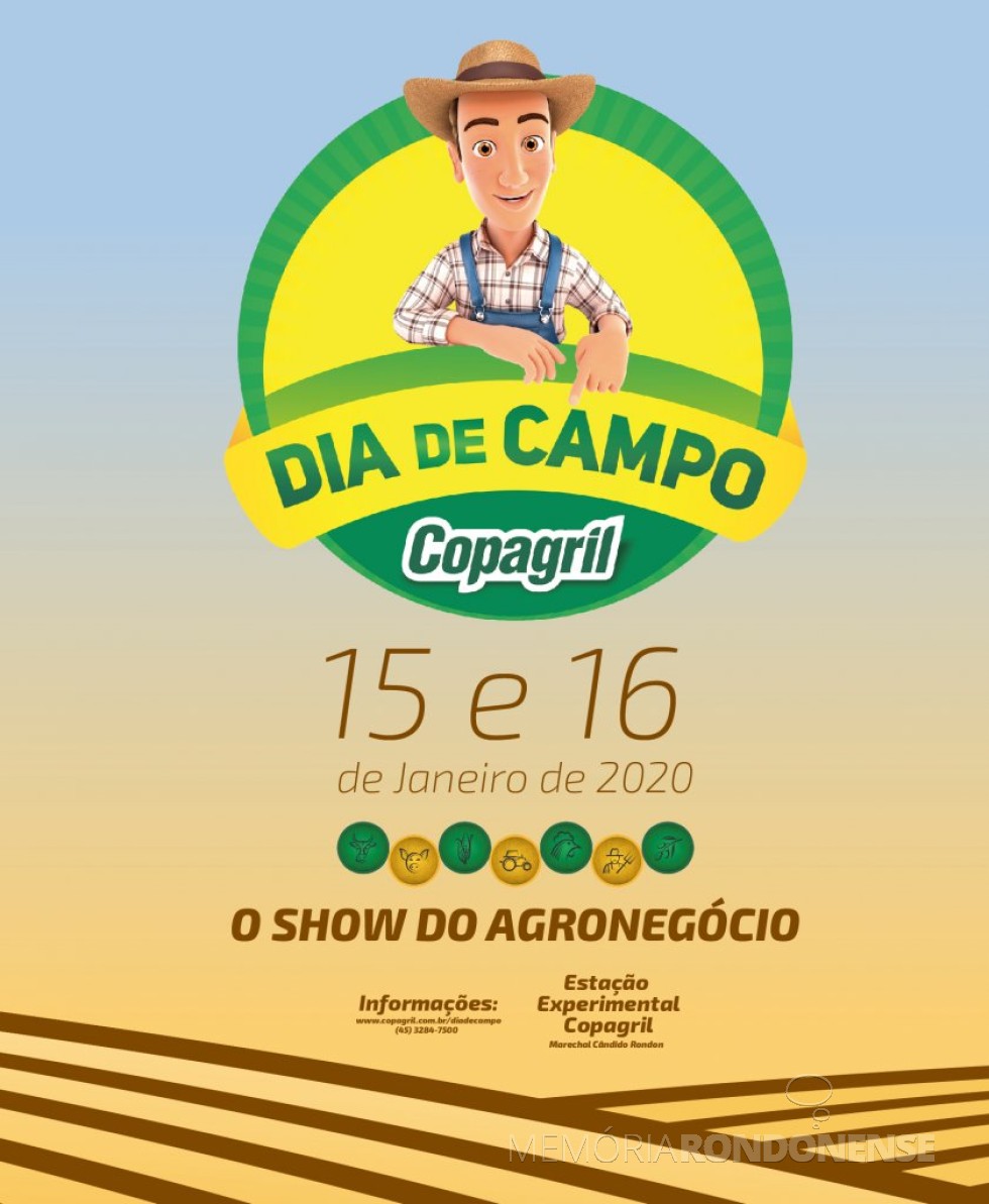 Banner do Dia de Campo Copagril 2020.
Imagem: Acervo Projeto Memória Rondonense - Arte: Fernando Ames - FOTO 18 -