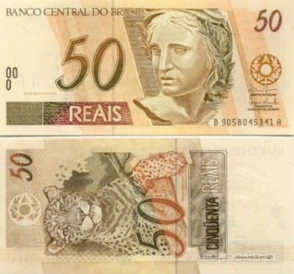 Anverso e reverso da nota de 50 reais, lançada no começo de julho de 1994.
Imagem: Acervo Casa da Moeda do Brasil - FOTO 11 -
