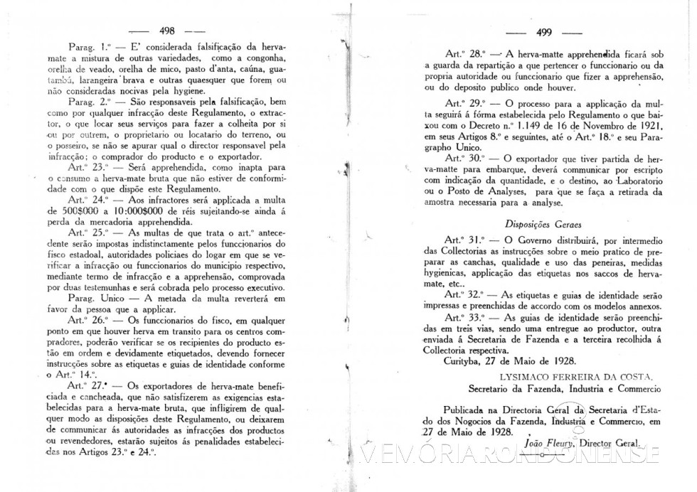 Página final do Decreto nº 718, do Governo do Paraná. 
Imagem: Arquivo Público do Paraná - FOTO 5 -