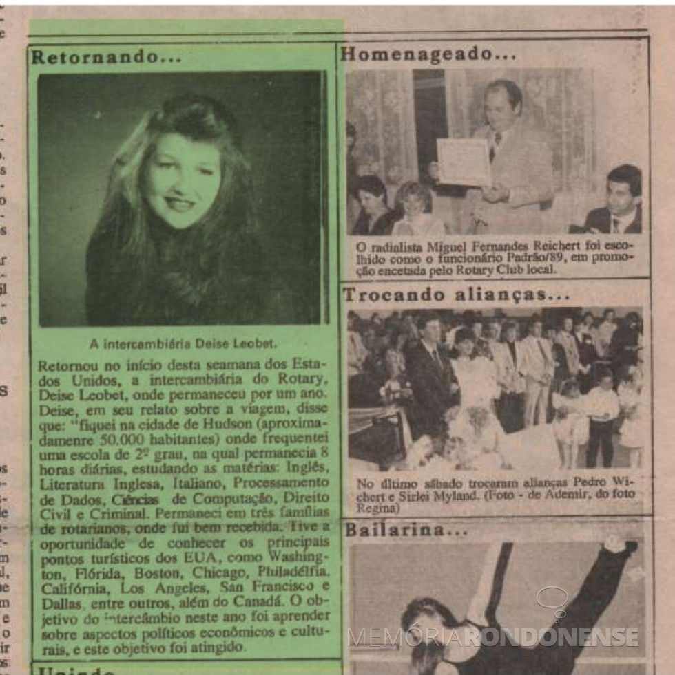 Destaque do jornal cascavlense O Paraná, em sua página 