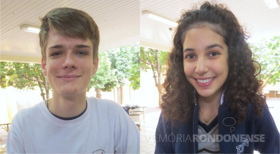Estudantes rondonenses GaBriel Zanon Dahmer e Isabel Beatriz Feiden da Costa selecionados para o Parlamento Jovem Brasileiro 2018. 
Imagem: Acervo O Presente - FOTO 7
 - 