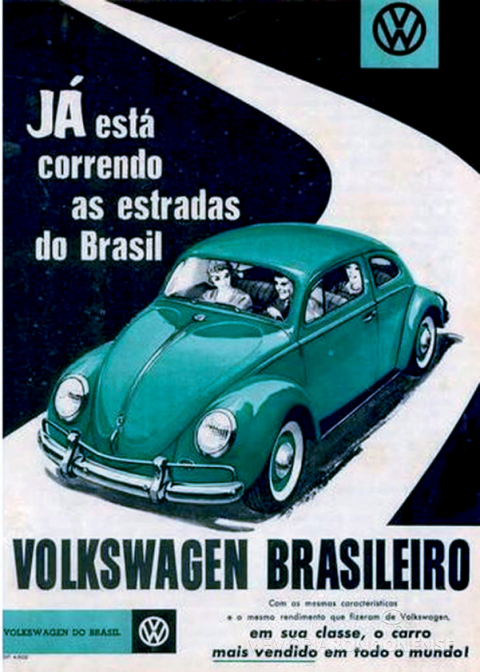Uma das primeiras propagandas visuais do Fusca. 
Imagem: Acervo Imprensa Volkswagen - FOTO 2 - 