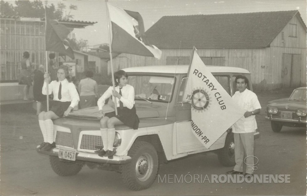 Dr. Miguel Patiño Cruzatti, primeiro presidente do Rotary Clube, participando das comemorações do Sesquicentenário da Independência, em 1972, na sede municipal de Marechal Cândido Rondon. 
Imagem: Acervo Valdir Sackser