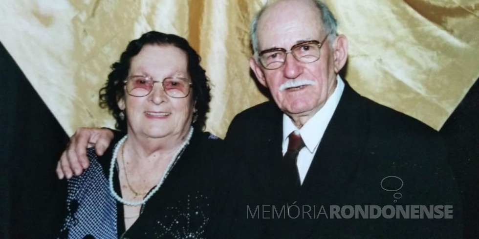 Pioneira rondonense Irma Zimmermann com o esposo Hetga, na comemoração de suas Bodas de Ouro, em setembro  de 2009. 
Imagem: Acervo da Família - FOTO 10 -
