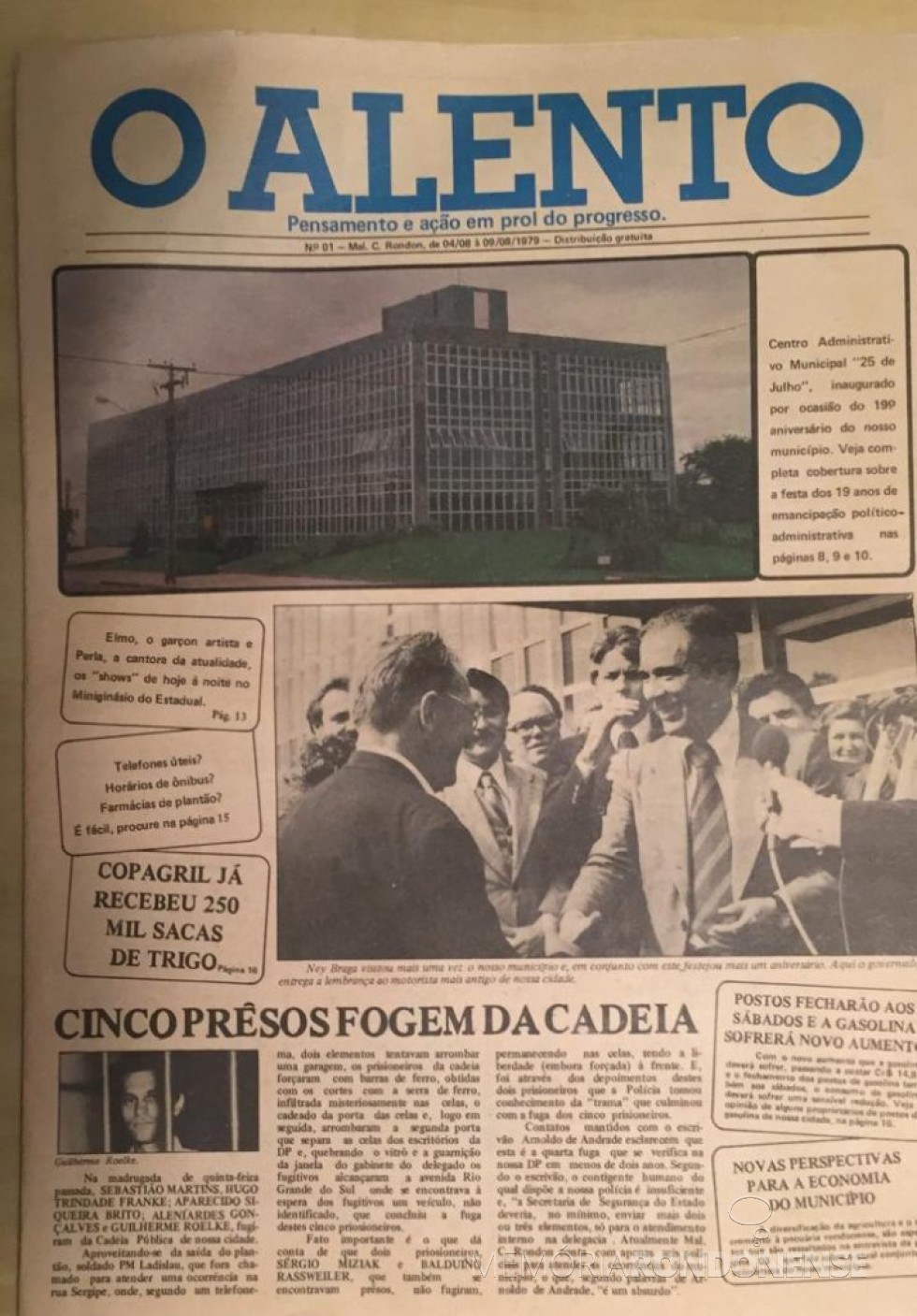 Capa da 1ª edição do extinto jornal rondonense 
