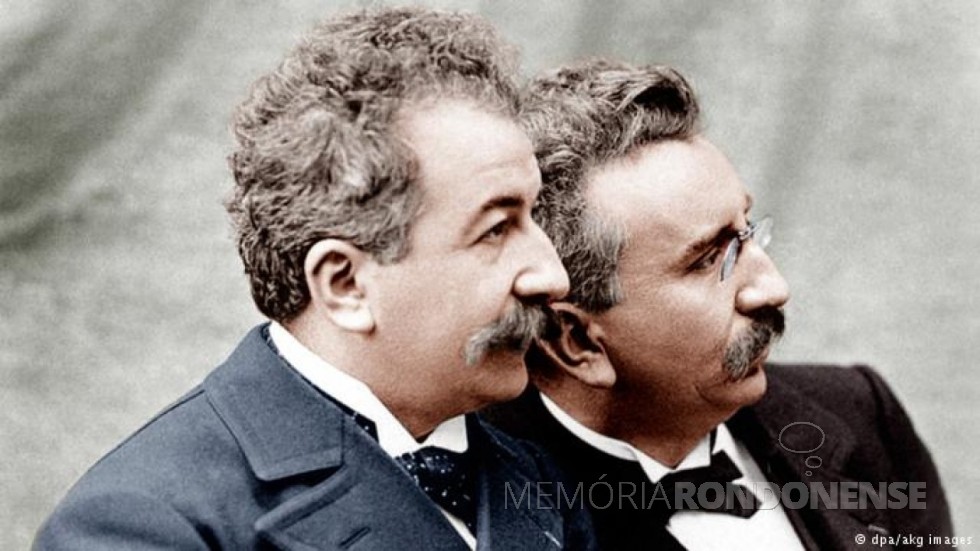 Irmãos Auguste e Louis Lumière  protagonistas da foto colorida. 
Image: Acervo Deutsche Welle - FOTO 56- 