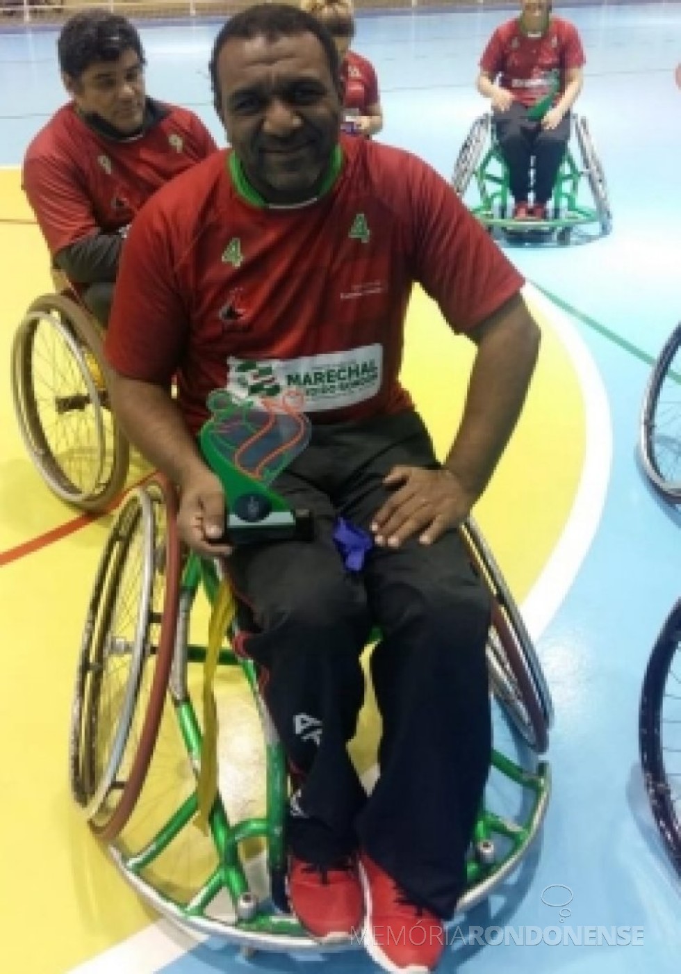 Claudinei Aparecido Dias que foi o artilheiro do Campeonato Paranaense de Handebol em Cadeiras de Rodas,  em julho de 2018. 
Imagem: Acervo Imprensa PM - MCR - FOTO 14 - 