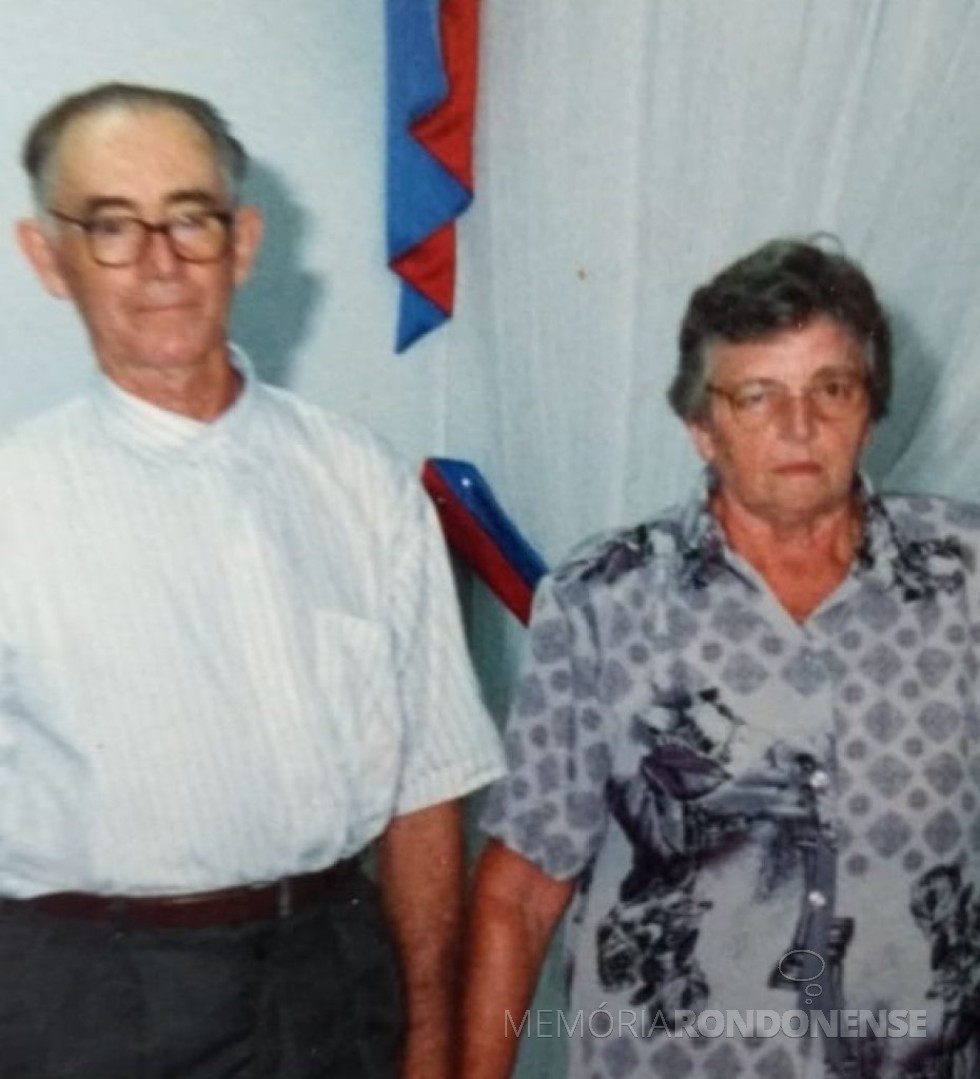 Pioneiro Arnaldo Storck com a esposa Edi, ele falecido em 07 de setembro de 2018. 
Imagem: Acervo Alceu Storck - FOTO 7- 